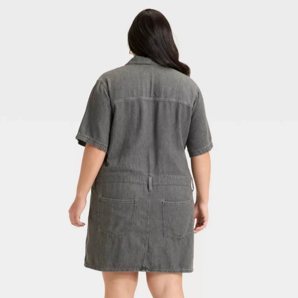 NWT Black Denim Dropwaist Mini Dress Size 3X - Picture 3 of 4